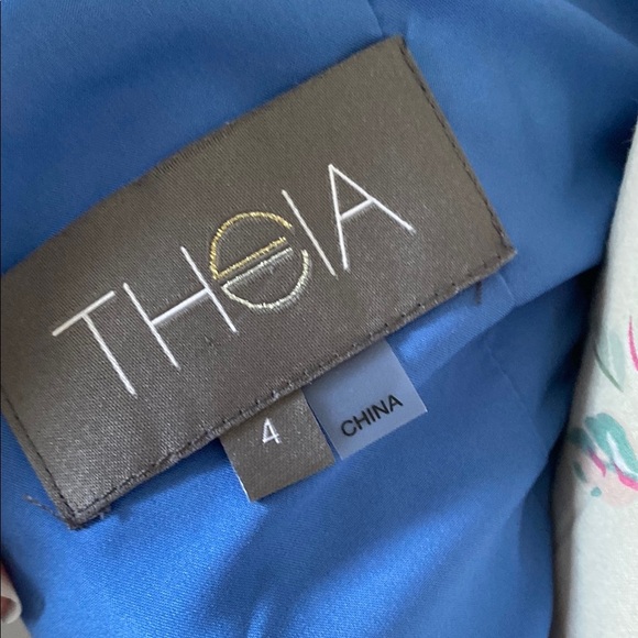 Theia Blue and White Off-Shoulder Sheath Dress - Picture 8 of 16